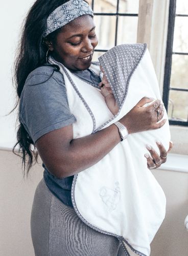 Original Cuddledry apron towel: White with grey star hood